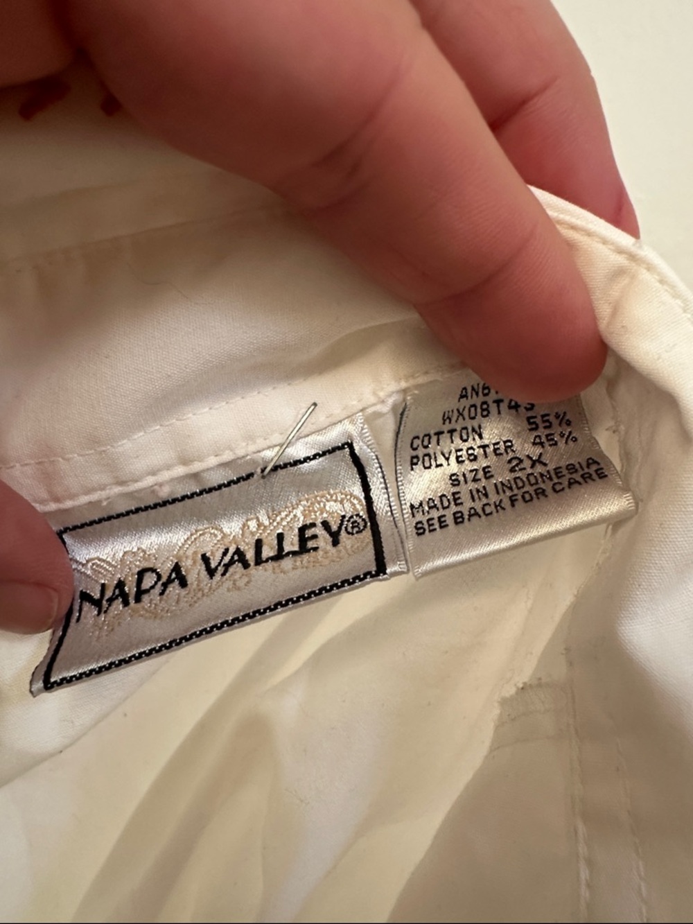 White Embroidered Button-Down Shirt with Southwestern Multicolor Stitch Detail - Picture 2 of 5